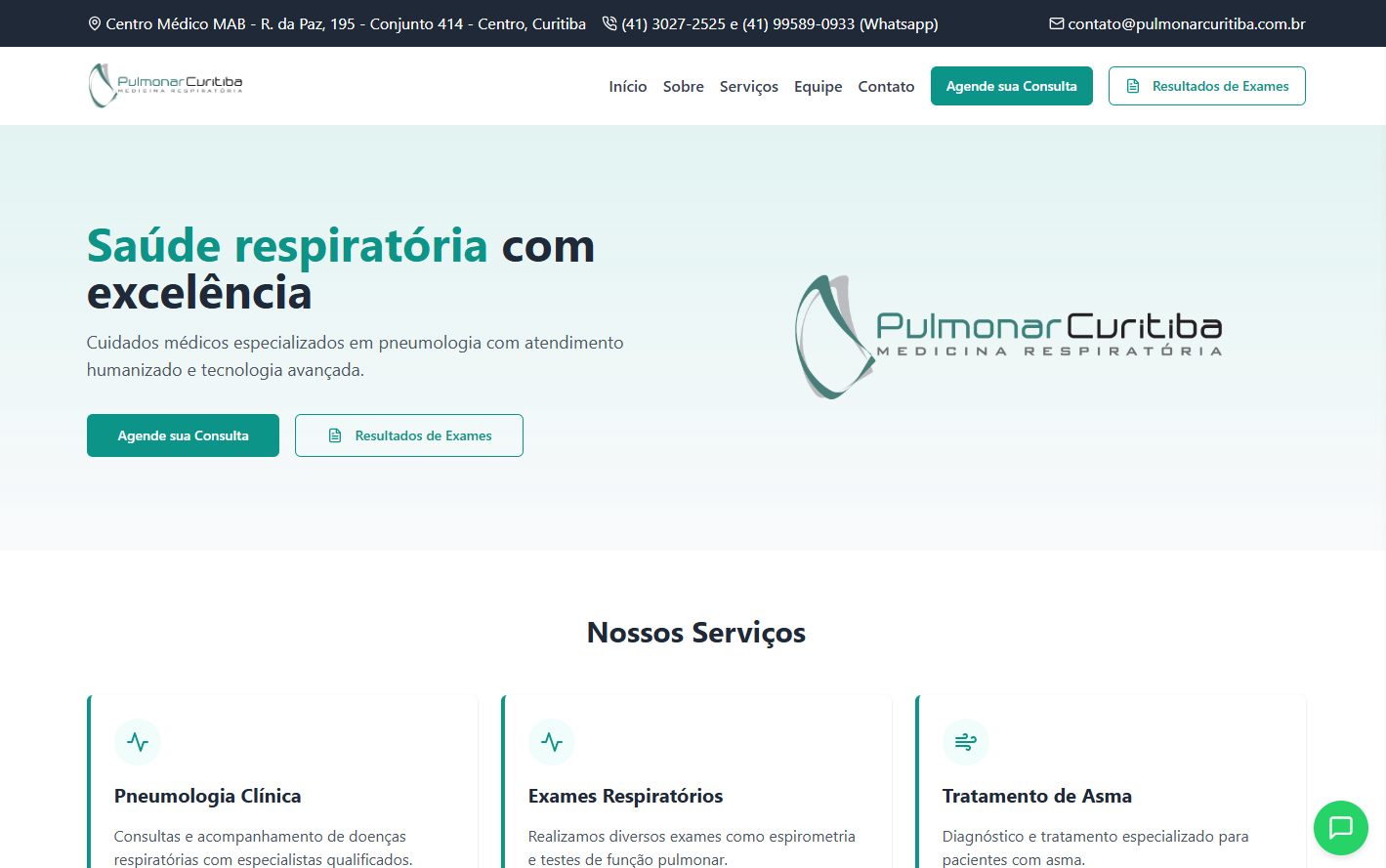 Screenshot do projeto Pulmonar Curitiba